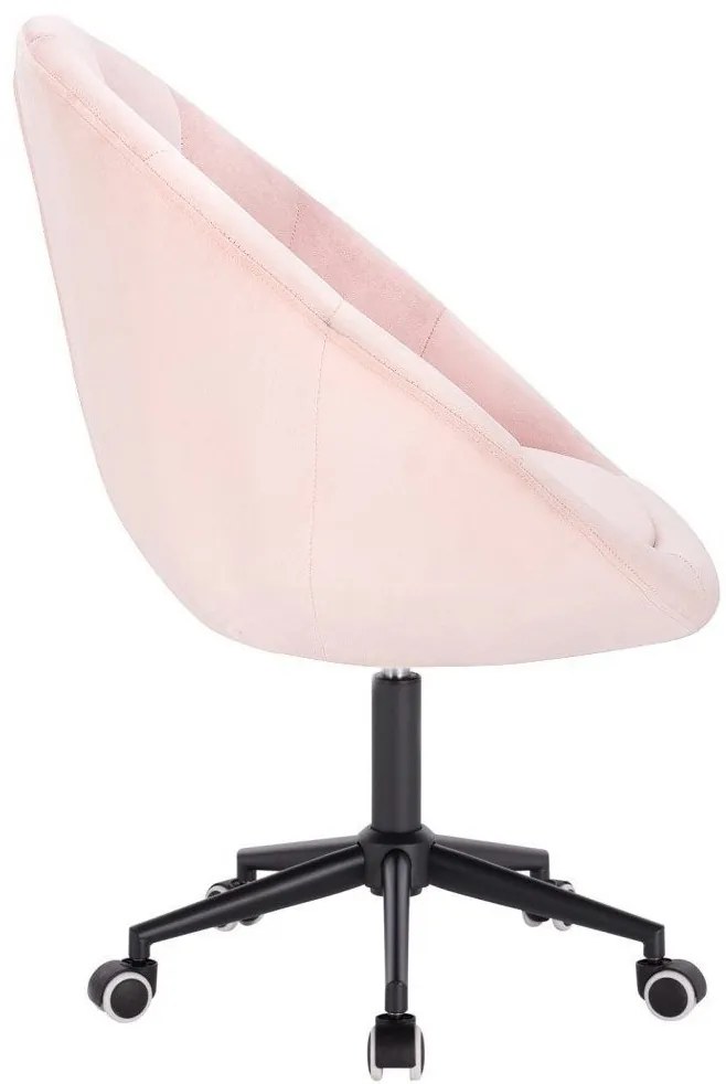 LuxuryForm DESIGN Kreslo VERA VELUR na čiernej podstave s kolieskami - svetlo ružové