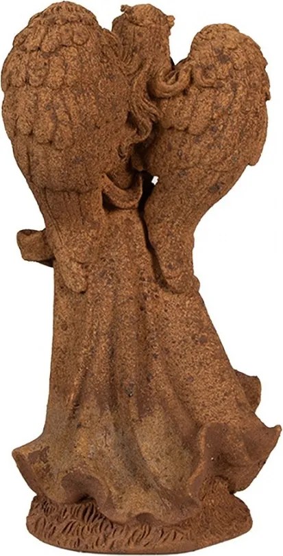 Dekoratívna hrdzavá figúrka anjel s holubicou - 12*10*23 cm