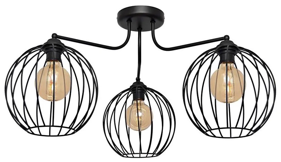 Luster prisadený MERCURE 3xE27/15W/230V čierna