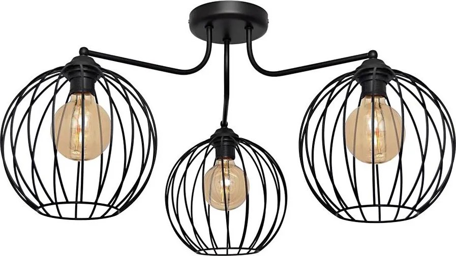 Luster prisadený MERCURE 3xE27/15W/230V čierna