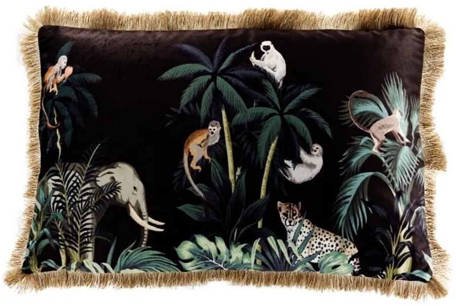 Farebný zamatový vankúš s strapcami Jungle - 40 * 60 * 10cm