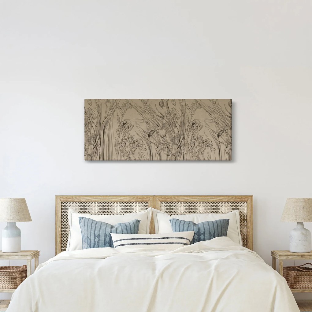 Obraz - Obrysy rastlín (120x50 cm)