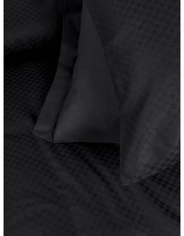 Čierne obliečky na dvojlôžko/predĺžené z bavlny Renforcé 240x220 cm Checkered – Mila Home Luxury