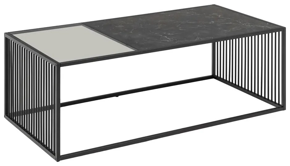 Čierny konferenčný stolík so sklenenou doskou 60x120 cm Strington – Actona