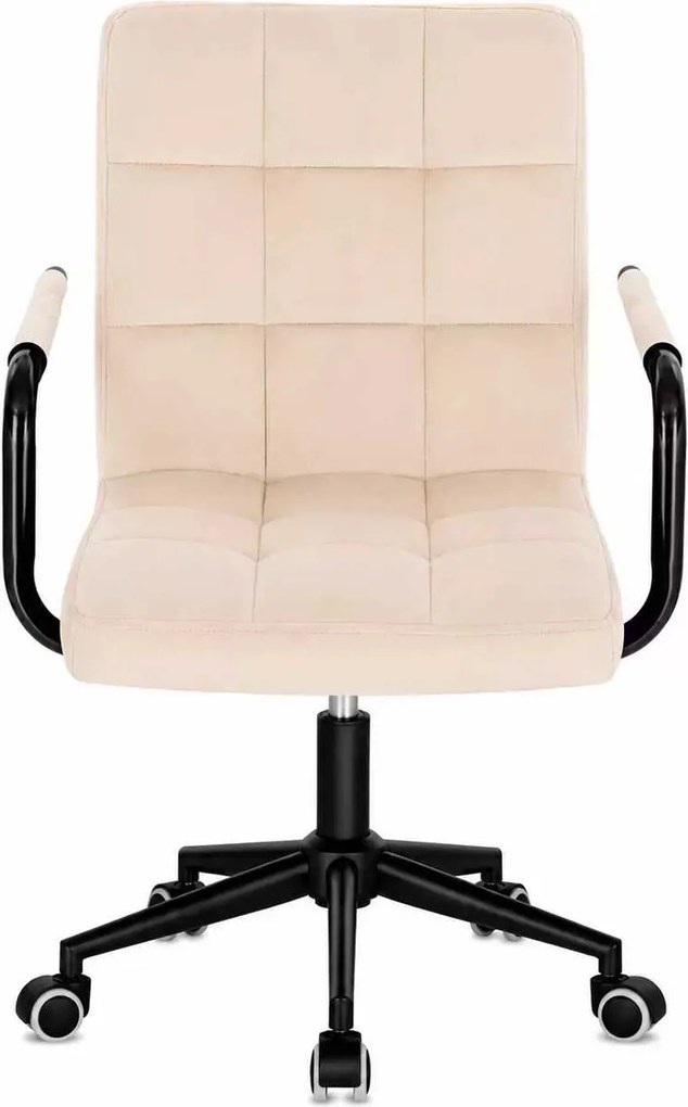 LuxuryForm DESIGN Otočná stolička VERONA BLACK VELUR na čiernej podstave s kolieskami - krémová