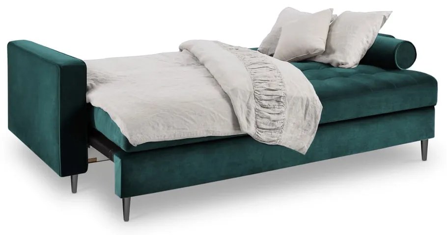 Petrolejovozelená zamatová rozkladacia pohovka Milo Casa Santo