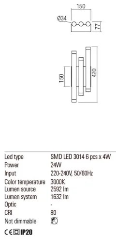 Redo 01-2038 - LED Nástenné svietidlo MADISON 6xLED/4W/230V čierna