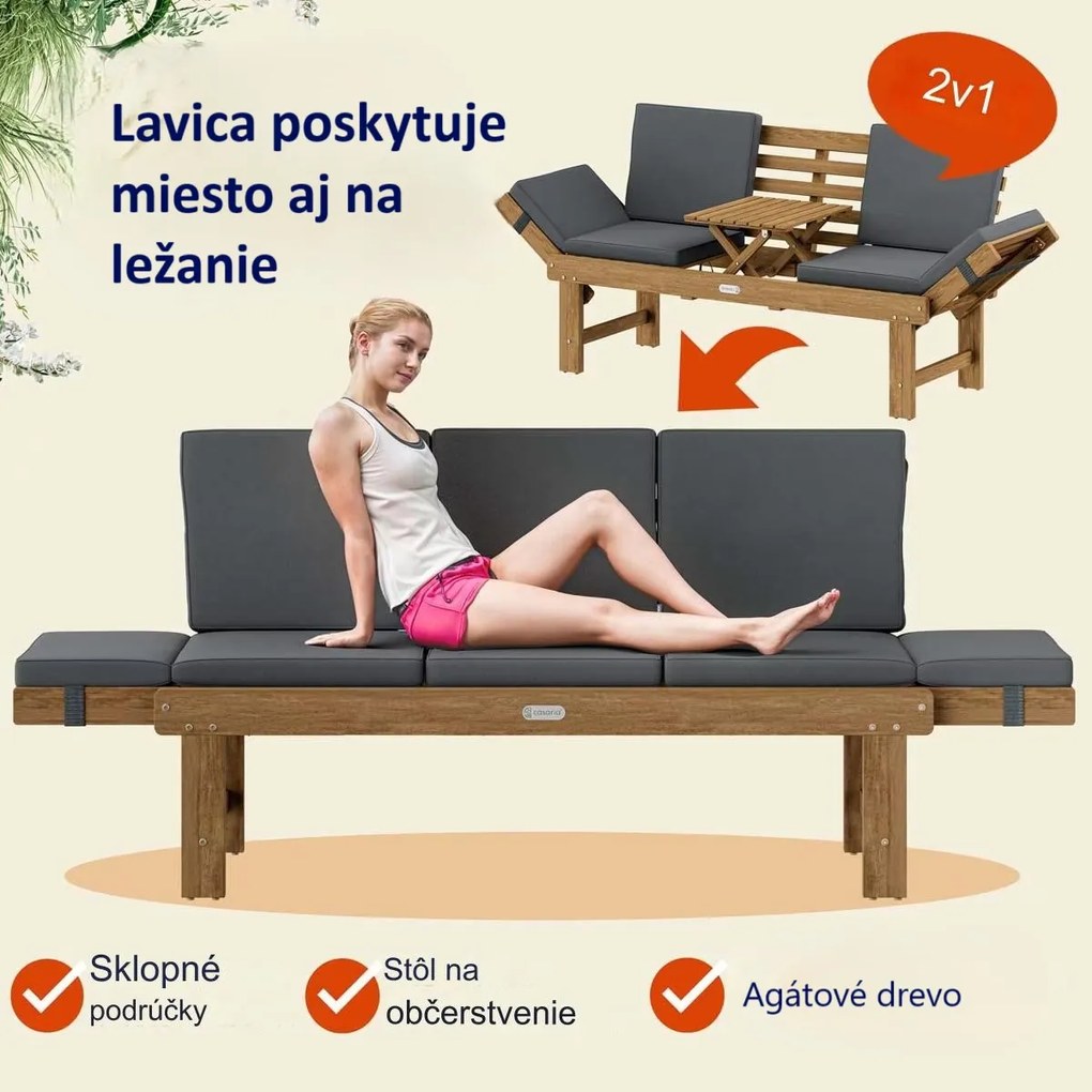 InternetovaZahrada Záhradná drevená lavica 200x45x50 cm - agát