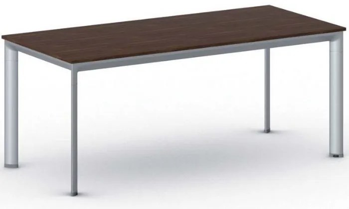Rokovací kancelársky stôl PRIMO INVITATION, 180x80 cm, sivostrieborná podnož, orech