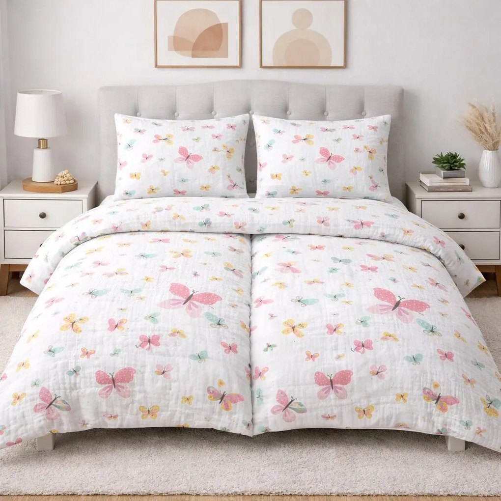 Mušelínové obliečky Butterfly Color  140x200cm+90x70cm TiaHome