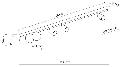 Bodové svietidlo VOX 3xG9/8W/230V + 3xGU10/10W čierna