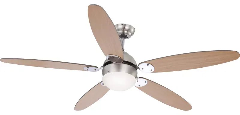 GLOBO 0308 AZURA stropný ventilátor s osvetlením na päticu E14 1320 mm s ťahovým vypínačom nikel