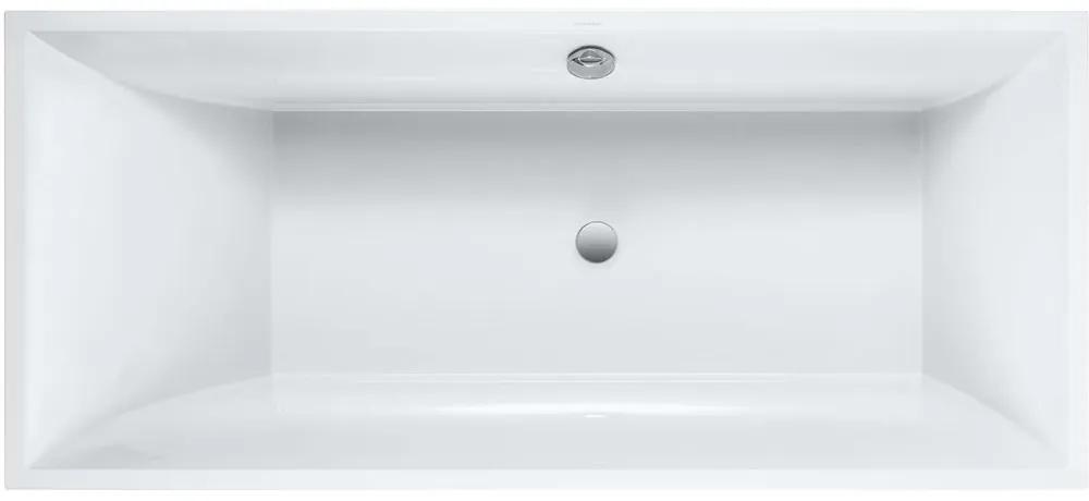 VILLEROY &amp; BOCH Squaro Slim Line pravouhlá vaňa z materiálu Quaryl, odtok v strede, 1694 x 744 x 500 mm, biela alpská, UBQ170SQS2V-01