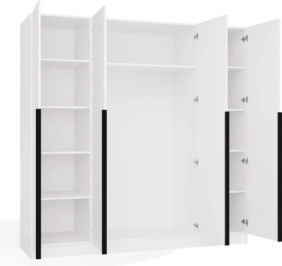 Šatní skříň Senso 4D 200 cm bílá/černá