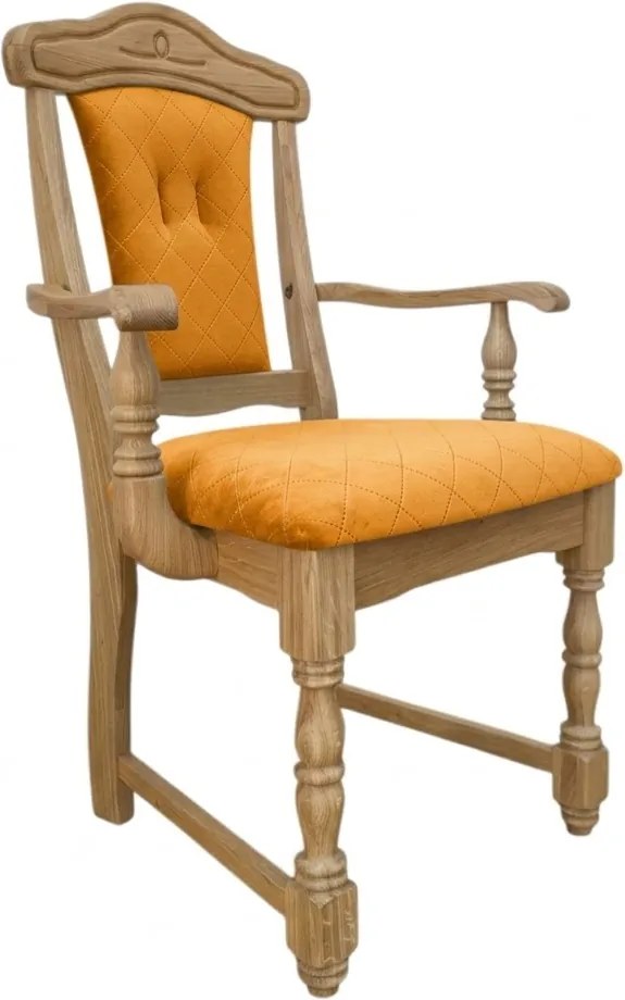 Klasická dubová - čalúnená stolička s podrúčkami FA, 65x53x99 cm Caro10