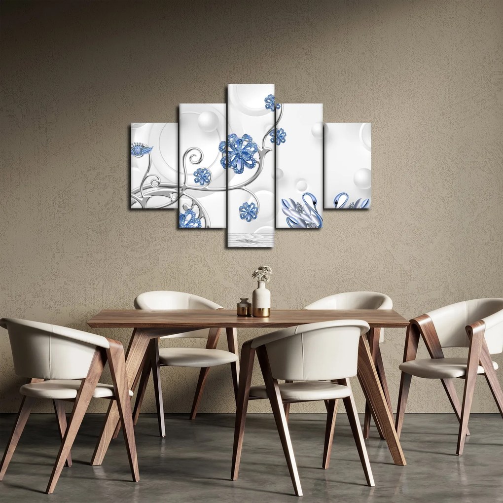 Obraz - Modré labute (150x105 cm)