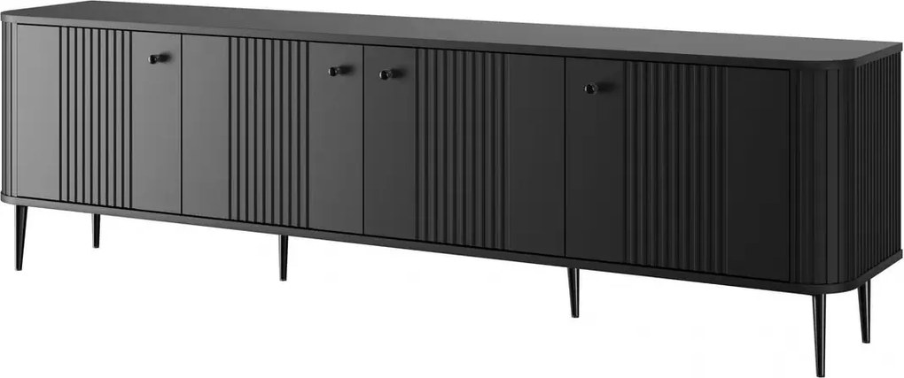 TV stolík Vespera 4D 187 cm - čierna / čierne nožičky