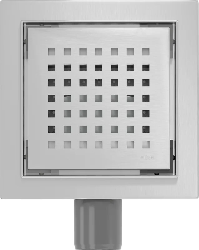 Mexen Flat-Q M08 štvorcová podlahová vpust 12 x 12 cm, brúsená oceľ - 1010512
