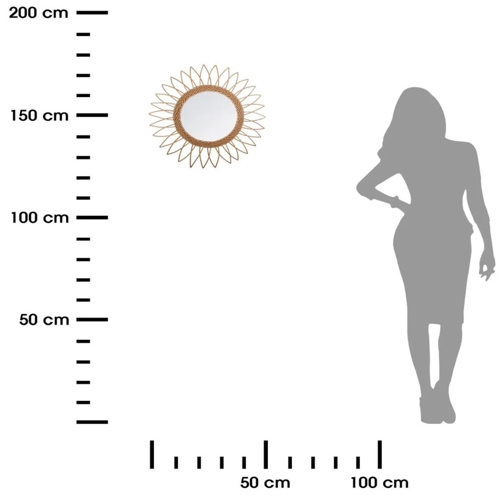 Prútené zrkadlo Sun 50 cm hnedé