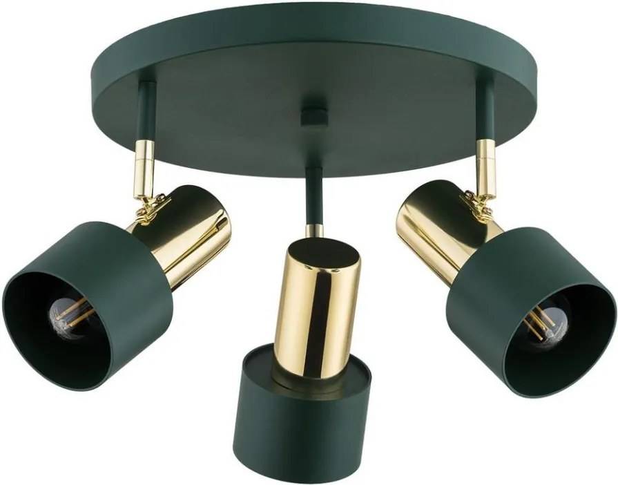 Argon 6196 - Bodové svietidlo DORIA 3xE27/15W/230V zelená/mosadz