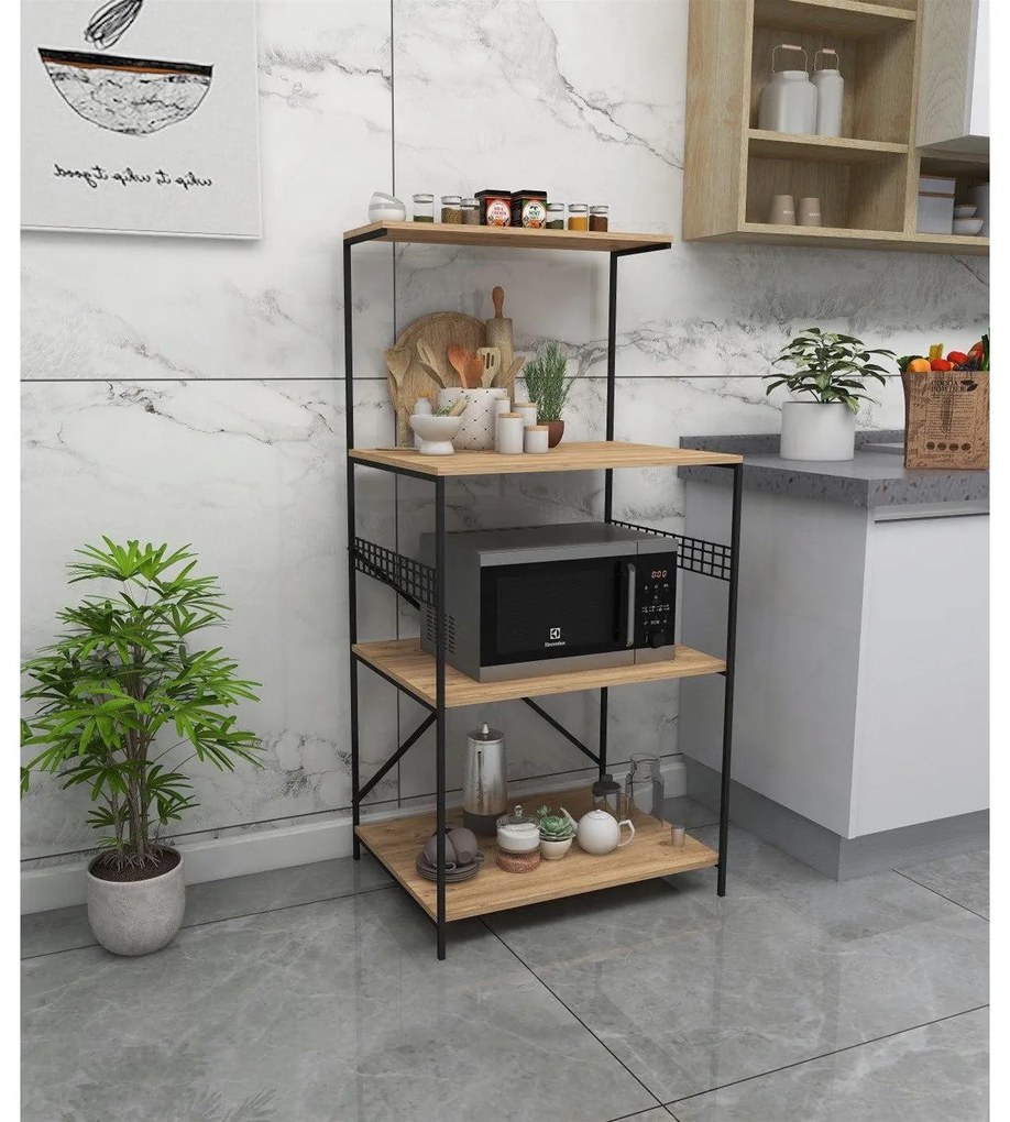 Kuchynská polica Anemon - Black, Pine