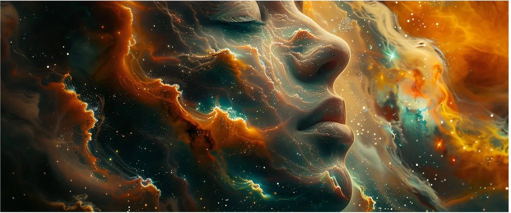 Obraz - Tvár vo vesmíre (120x50 cm)