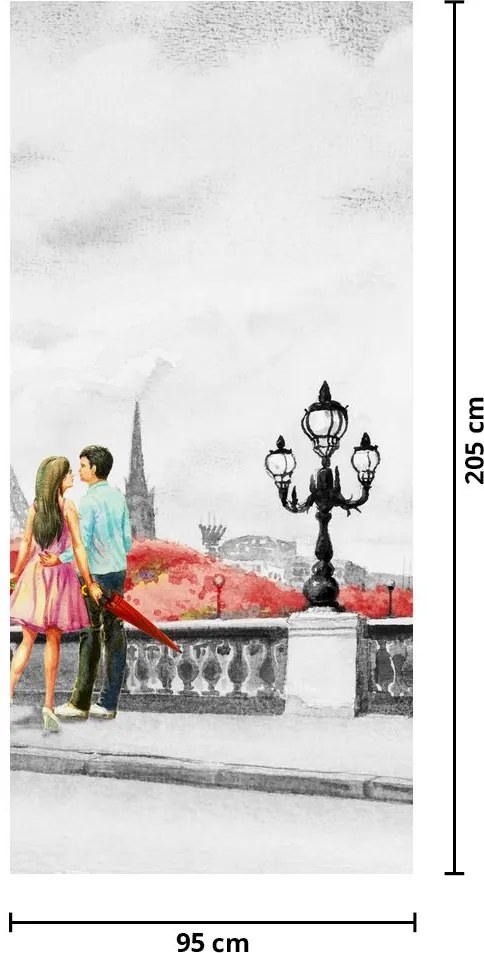 Fototapeta na dvere - Milenci v Paríži (95x205cm)