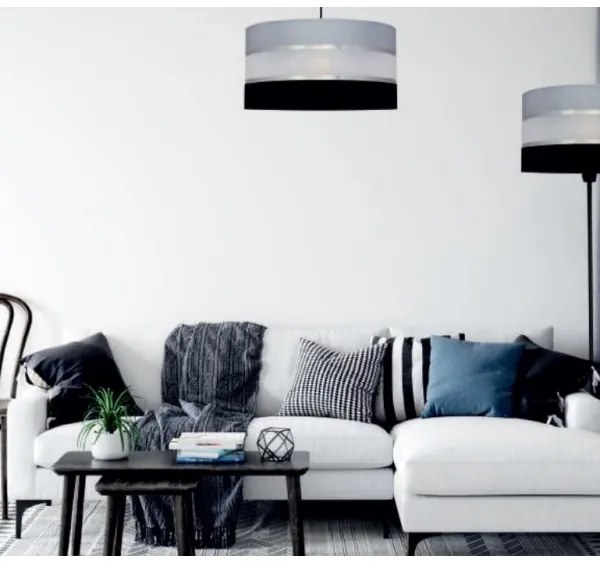 Luster na tyči HELEN 3xE27/15W/230V čierna/šedá/lesklý chróm