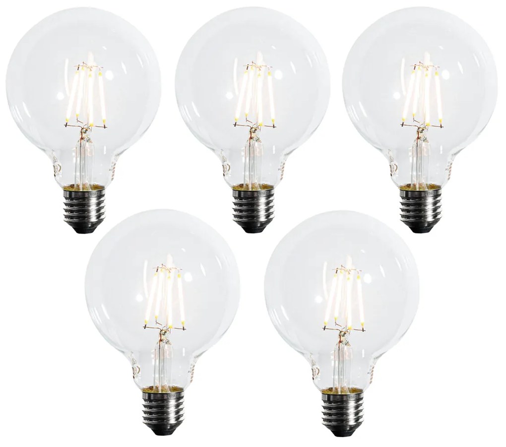 Sada 5 stmievateľných LED žiaroviek E27 G95 5W 450lm 2700K