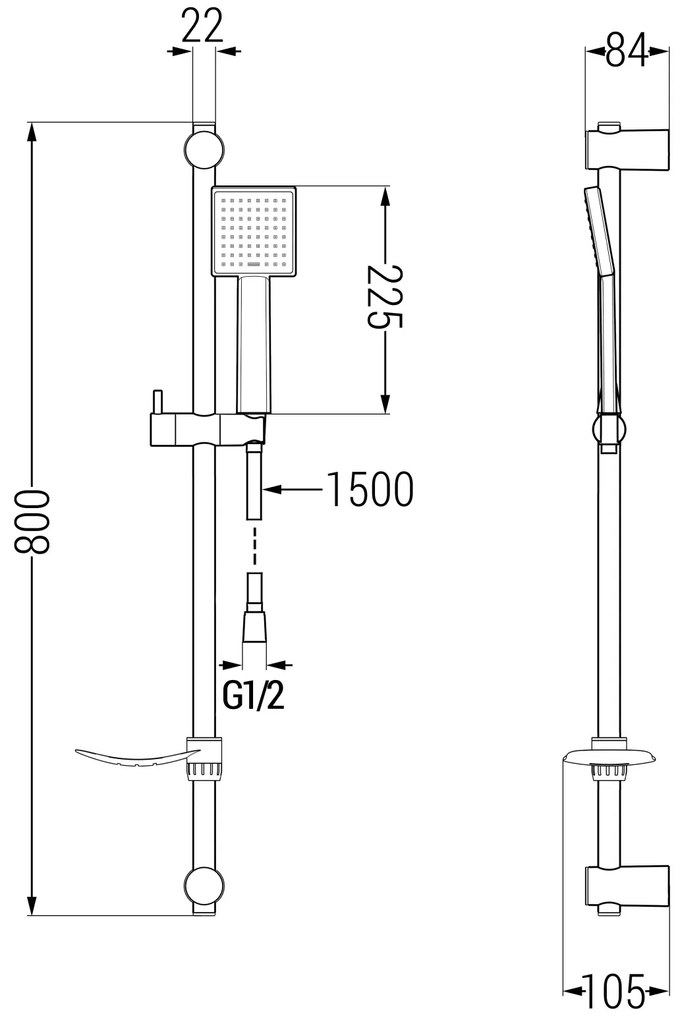 Mexen sprchový set DF45, čierna, 785454582-70