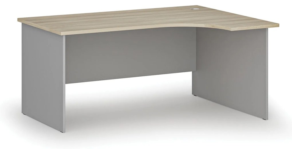 Rohový kancelársky písací stôl PRIMO GRAY, 160x120 cm, pravý, sivá/dub prírodný
