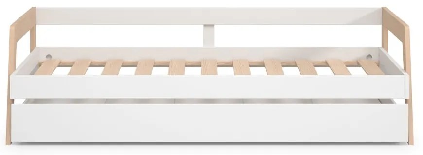 Biela detská posteľ z borovicového dreva s výsuvným lôžkom s úložným priestorom s roštom 90x200 cm Carrie – Marckeric