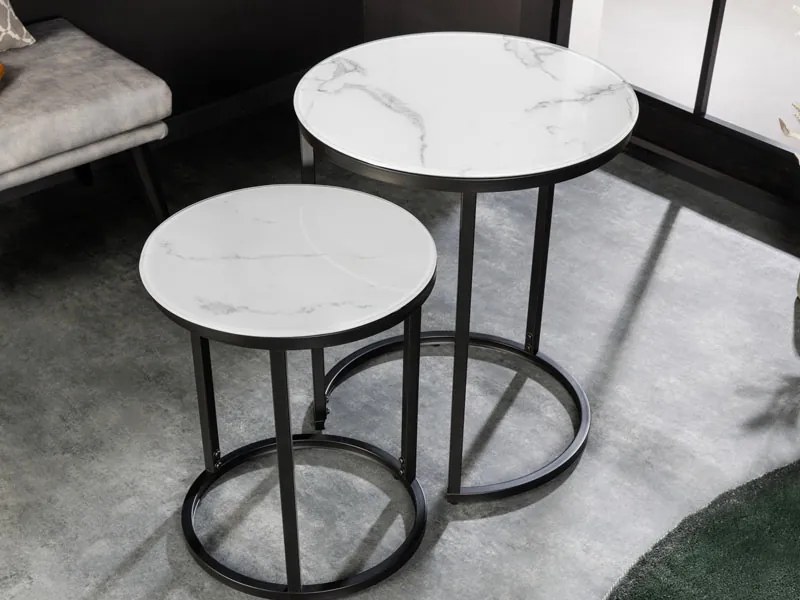 Elegance II set 2 príručných stolíkov biele 40 cm
