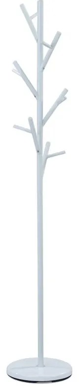 Věšák stojanový, kovová konstrukce, bílý matný lak, výška 170 cm, nosnost 10 kg