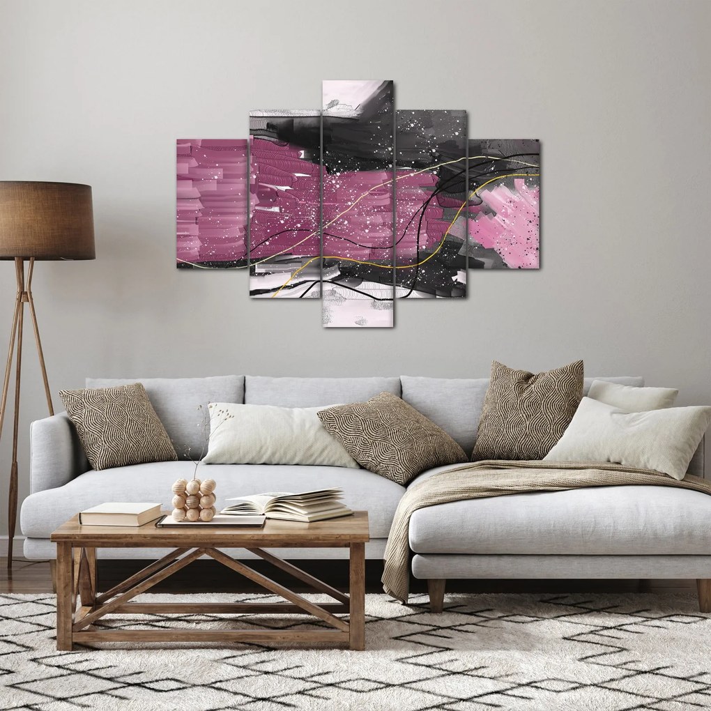 Obraz - Ružovo-čierna abstrakcia (150x105 cm)