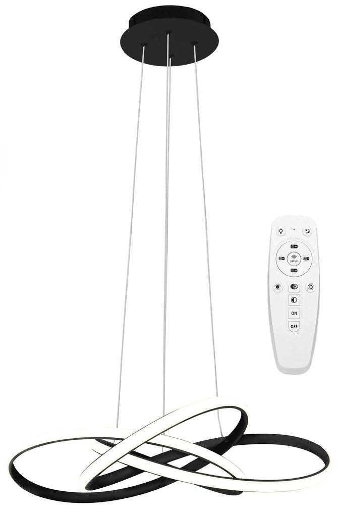 Toolight - LED závesné svietidlo APP814-CP + diaľkové ovládanie, čierna, OSW-04025