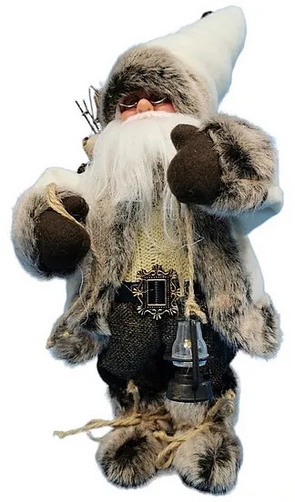 Grugen Spievajúci a tancujúci Santa Claus s lucerničkou, 30 cm, hnedo-biely