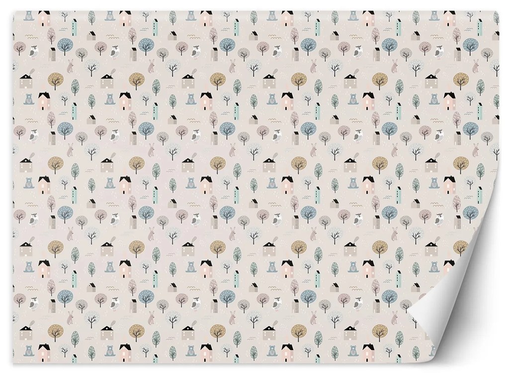 Gario Fototapeta Scandi domčeky a stromy Materiál: Vliesová, Rozmery: 450 x 315 cm