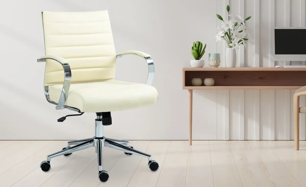 Design-Shop Kancelárska stolička Oakland - koža - Krémová