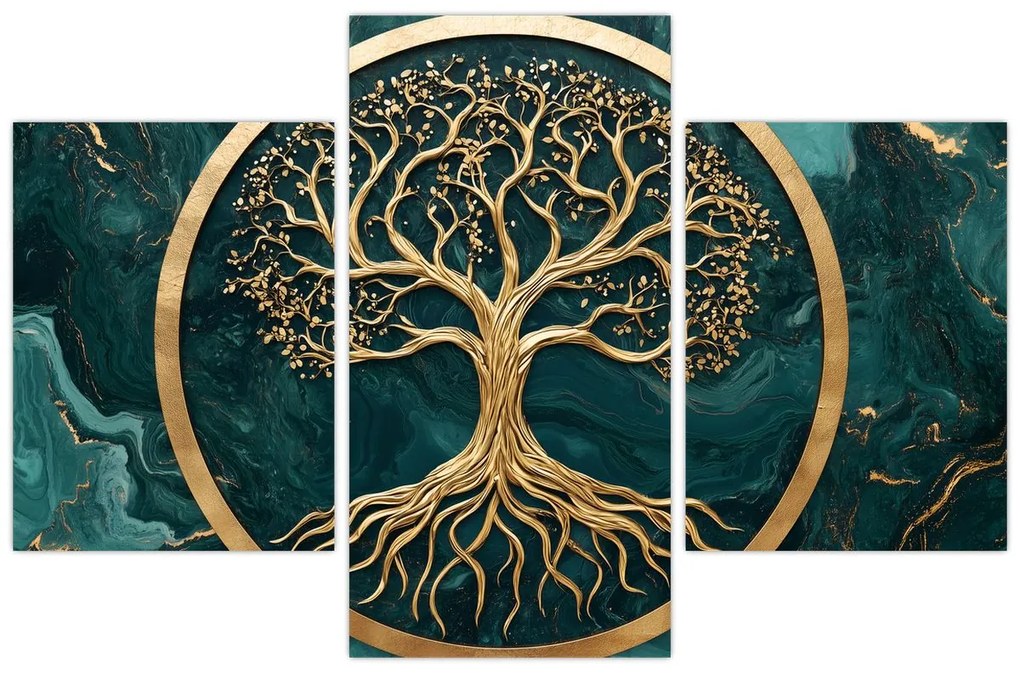 Obraz – Zlatý strom života v mramore (90x60 cm)
