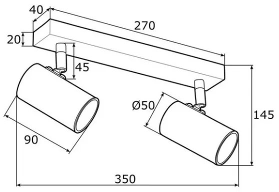 Argon 0889 - Bodové svietidlo LAGOS 2xGU10/5W/230V mosadz/čierna