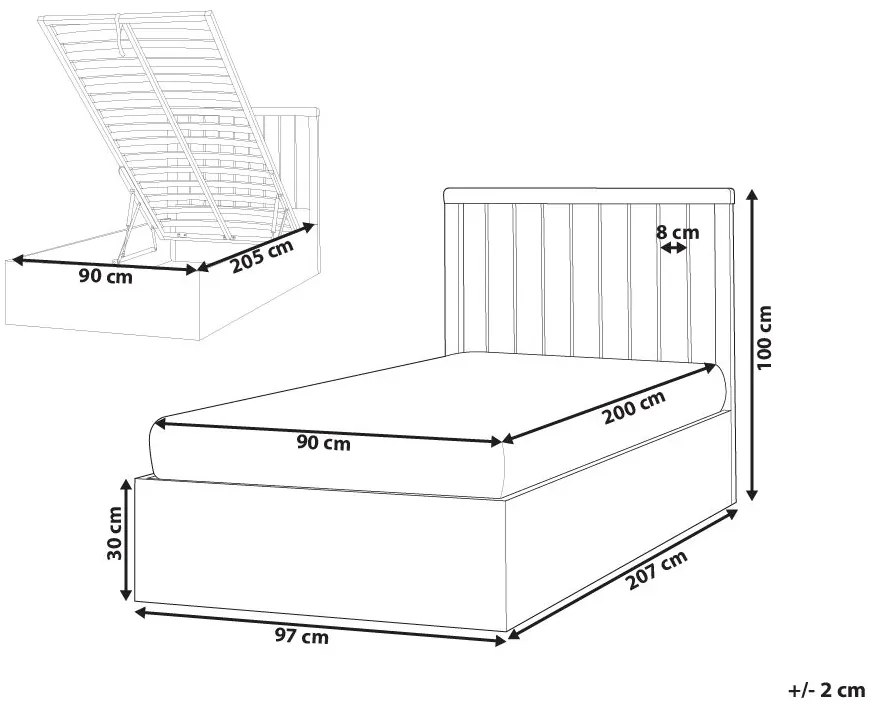 Posteľ s úložným priestorom 90 x 200 cm biela ROUVILLERS Beliani