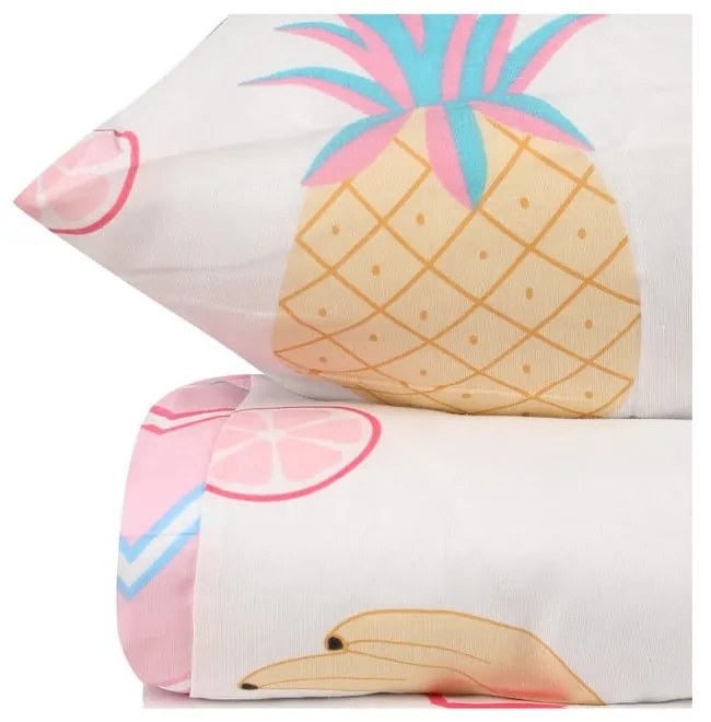 Bielo-ružové detské obliečky na jednolôžko 140x200 cm Kokteyl – Mijolnir