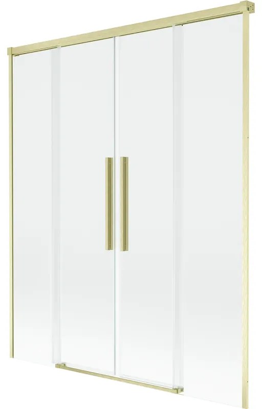 Mexen Rox, 2-krídlová posuvná vaňová zástena 140 x 150 cm, 8mm číre sklo, zlatý matný profil, 8C9-140-002-55-00