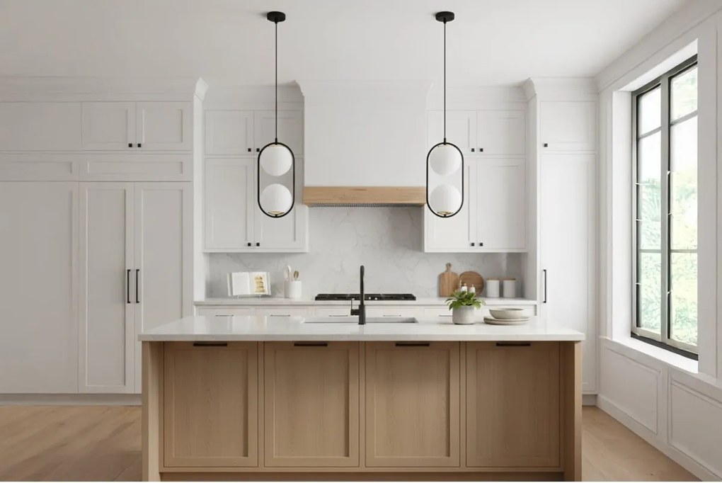 Závesné svietidlo Florence, 2x biele sklenené tienidlo, b/g, U