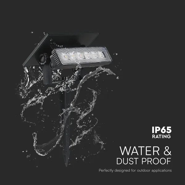 LED Solárne svietidlo LED/0,9W/3,7V 3000K IP65 1200 mAh čierna