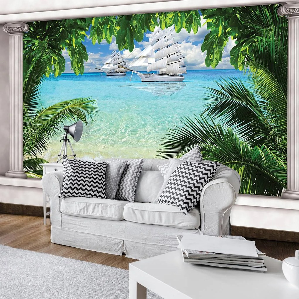 Fototapeta - Loď na oceáne (254x184 cm)