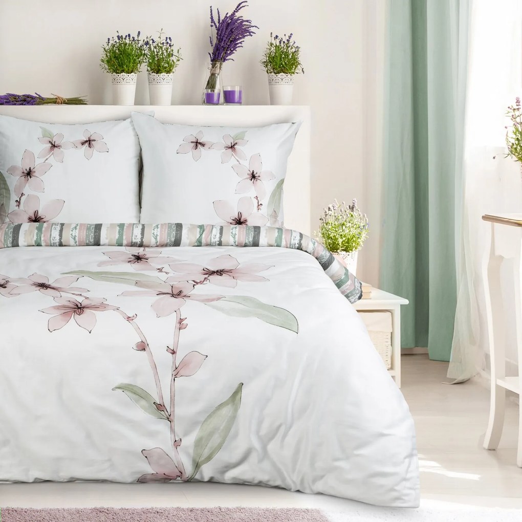 MAKOSATÉNOVÉ OBLIEČKY BIANCA 200X220 CM, 2 KS 70X80 CM VZOROVANÉ