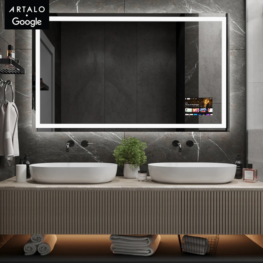 SMART Zrkadlo do kúpeľne s LED osvetlením M7 + SmartScreen with Google Chromecast
