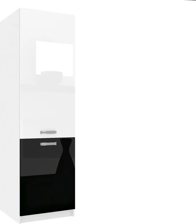 Vysoká kuchynská skrinka Belini pre vstavanú chladničku 60 cm biely lesk / čierny lesk  INF SSL60/1/WT/WB/0/F